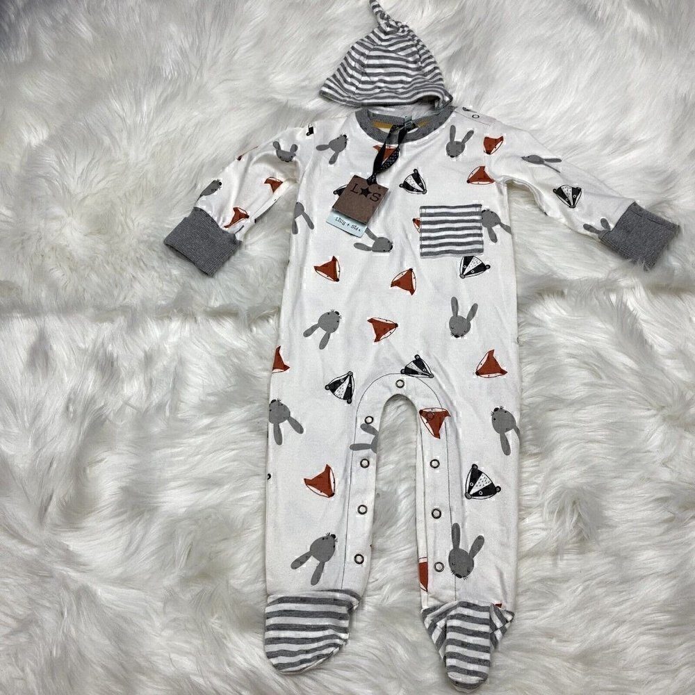 NEW Lily Sid Long Sleeve One Piece Fox Rabbit Romper Boy or Girl 6-12 Months